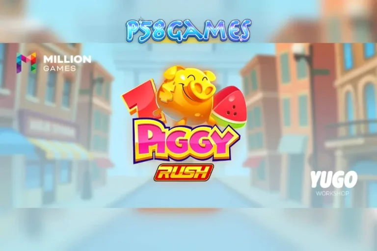 Tampilan visual slot Piggy Rush dengan karakter babi dan simbol koin emas